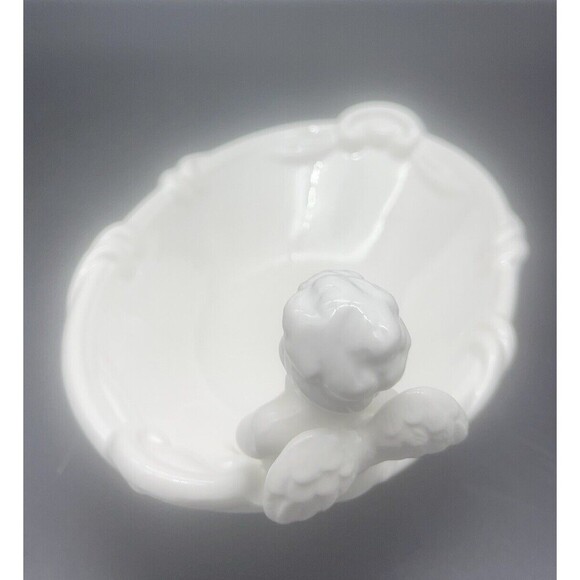 VTG Omnibus Fitz & Floyd Cherub White Angel Oval Candy Trinket Dish 8.5” - Picture 4 of 7
